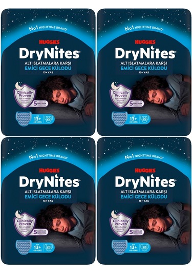 Drynites Emici Gece /külot Bez Erkek 13+yaş 48-60kg Xl 80 Adet XL 4'lü