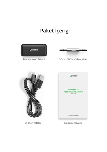 Ugreen Bluetooth 5.0 Ses Alıcı Adaptör, 70303