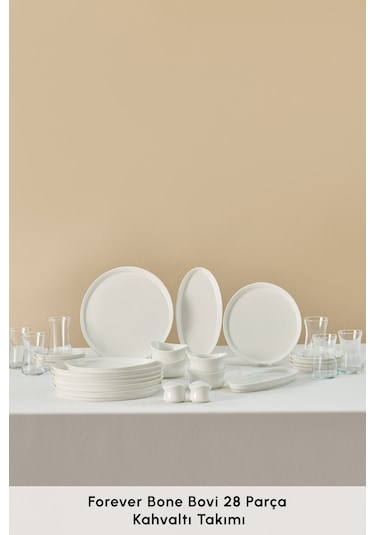 Karaca Forever Bone Bovi 28 Parça 6 Kişilik Kahvaltı Takımı Beyaz