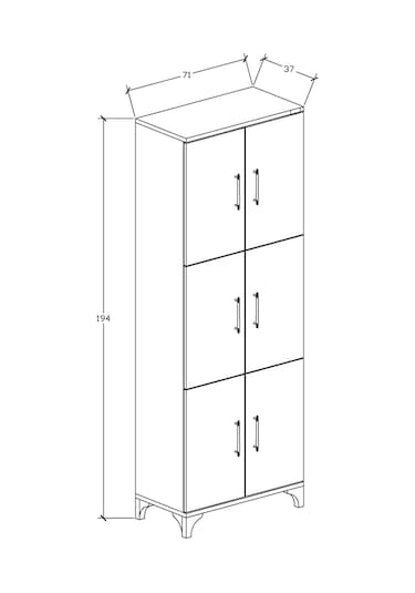 % 100 Mdflam Çok Amaçlı Kiler,Balkon,Banyo 6 Kapaklı Dolap