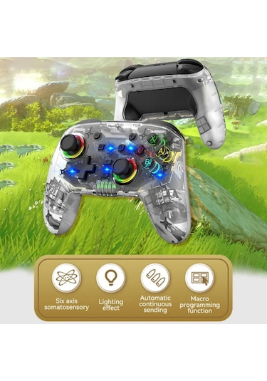 Rgb Kablosuz Şeffaf Gaming Ps4/ps3/pc/switch/Apple Uyumlu iOS Gaming Kol Wirelles Controller Saydam