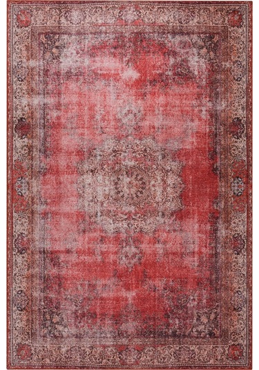 Blues Vintage Desenli Dokuma Taban Dekoratif Kırmızı Halı (Al 119