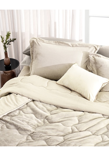 Madame Coco Kaira Çift Kişilik Comforter Set - Bej Ekru