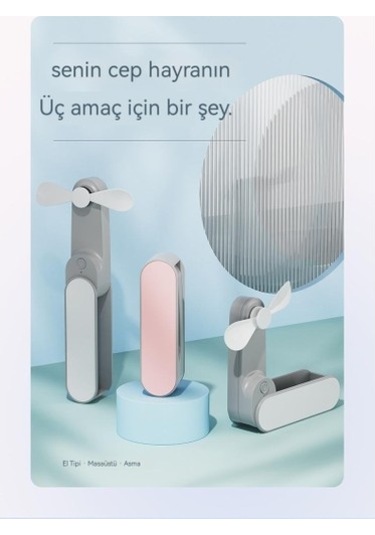 Bigsharp Yeni Mini Usb El Katlanır Küçük Fan Taşınabilir Dilsiz Küçük Fan Şarj Hazinesi Ikisi Bir Arada Yaratıcı  3530 Beyaz