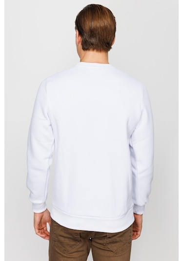 Igs İgs Erkek Beyaz Standart Bisiklet Yaka Sweatshirt Beyaz