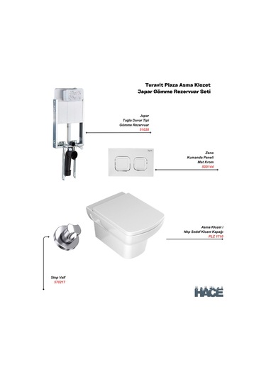 Plaza Asma Klozet , Japar Gömme Rezervuar Set