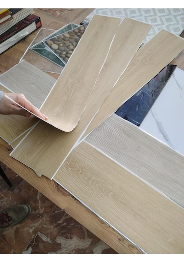 Nwyp03 Naturel Bej Yapışkanlı Ahşap Pvc Yer Döşeme Parkesi