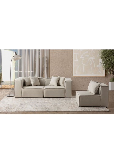 Mira Relax 4 Modül Köşe Koltuk Krem Antrasit