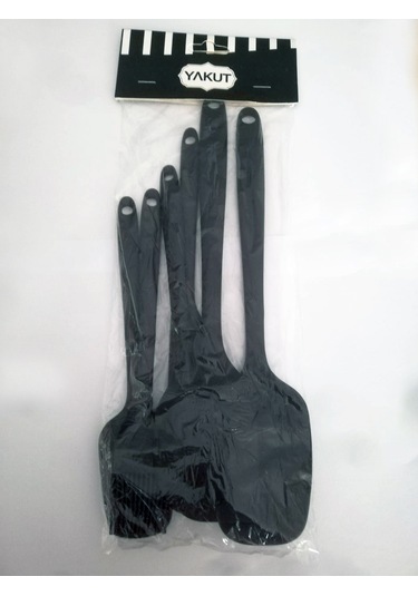 6 Parça Siyah Isıya Dayanıklı Yanmaz Yapışmaz Silikon Spatula Servis Seti