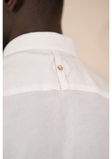 Dorss Yaka Düğmeli Yazlık İnce Tiril Tiril %100 Modal Slimfit Gömlek Beyaz