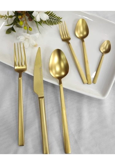 Stayle 72 Parça Mat Gold Titanyum Çatal  Kaşık Bıçak Seti Gold