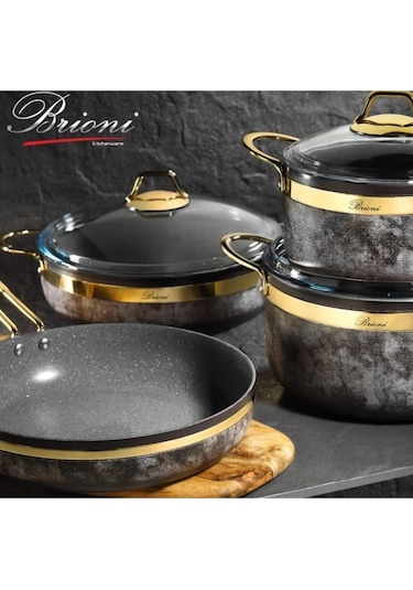 Brioni Royal Stone 7 Parça Tencere Seti Altın