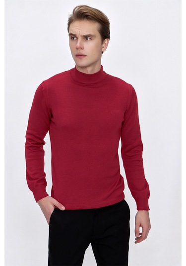 Basic Dinamik Fit Rahat Kesim Yarım Balıkçı Yaka Triko Kazak 99kc017002550 Kırmızı