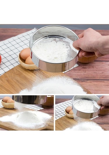 Dofolink 60 Ağı 304 Paslanmaz Çelik Hamur Eleği - 6 İnç Fırın Ve Gıda Süzme Aleti Gümüş