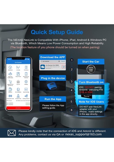 Nexas Car Scanner Bluetooth OBD 2 Araç Tanı Cihazı