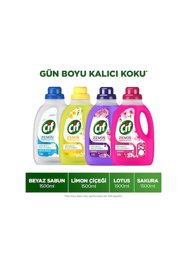 Cif Zemin Temizleyici Beyaz Sabun + Limon Çiçeği + Lotus + Sakura 4 x 1500 ML