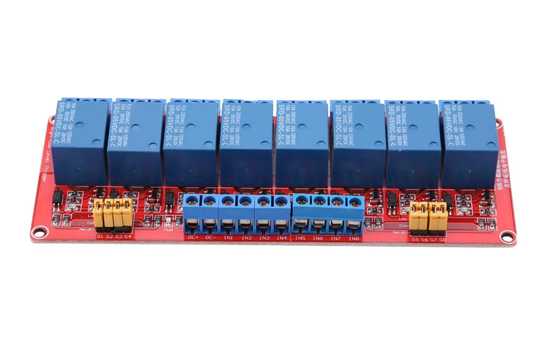 Tenfowee 5v 8 Yollu Röle Modülü - Fotokoppler İzolasyonlu, Yüksek/düşük Seviye Tetiklemeli, Kırmızı Pcb