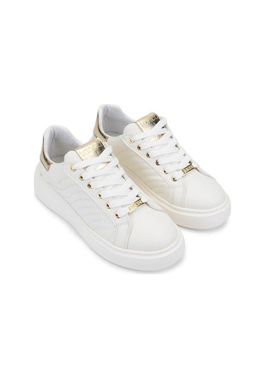 Tamer Tanca Kadın Beyaz Suni Deri Sneakers & Spor Ayakkabı 1065 065 Bn Ayk Sk25-26 Beyaz/gold Beyaz