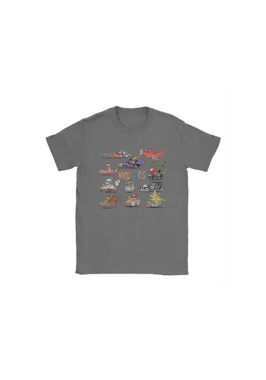 Champrınt 60'lar Tuhaf Yarışlar Erkek Pamuklu Tişört - Kısa Kollu O Boyun 4xl 5xl 6xlkoyu Gri Koyu Gri