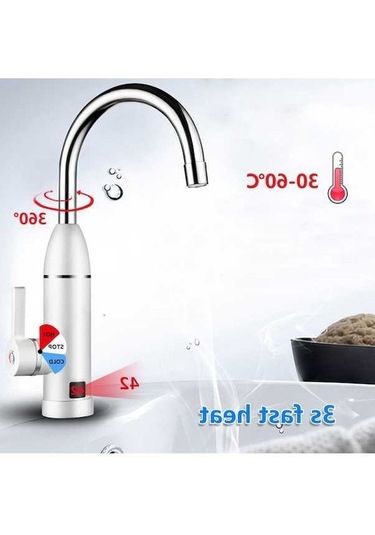 Bosphorusboutique02 3kw 220v Sıcak Su Isıtıcı Musluk, Anında Isıtma, Dayanıklı Ev Banyo Mutfak Musluk Gümüş