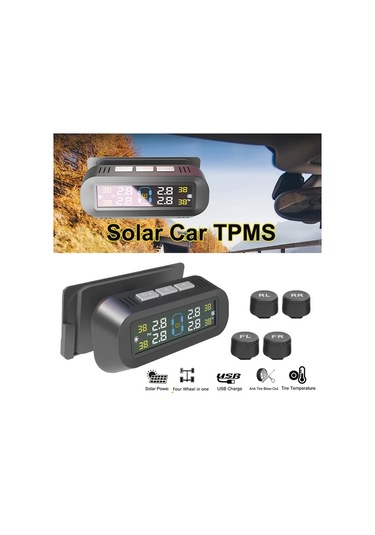Boatshop1 Model T13 Didi Sürümü Evrensel Lastik Basınç İzleme Sistemi Tpms Kablosuz Güneş Şarj Lcd Ekran 4 Sensör Otomobil Karavan Suv Mpv