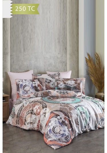 Varol 250 Tc Bambu Karışımlı Pamuk Saten Nevresim Takımı Çift Kişilik - Fiosole Çok Renkli