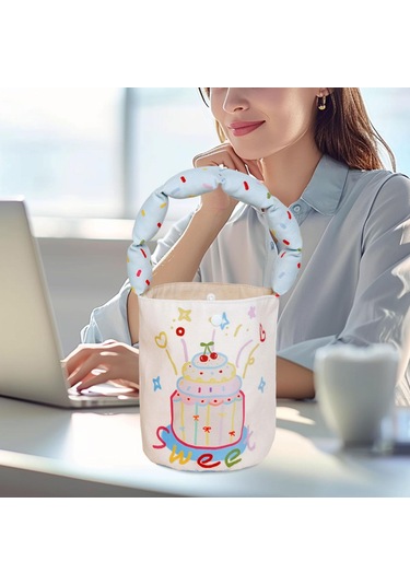 Homyl Kadın Kova Çantası Taşınabilir Çanta Günlük Sevimli Kek Kalıbı