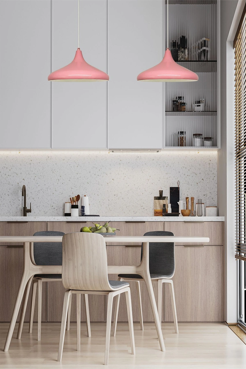 Champion Pembe Avize - Alüminyum 35 Cm Çap Rustik Çocuk Odası Bebek Odası Mutfak Modelleri Pembe