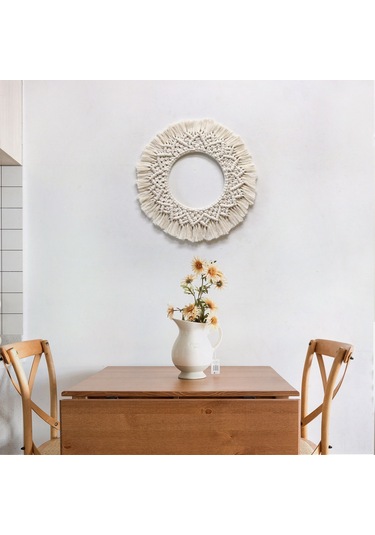 Gajeena El Yapımı İpek Dokuma Bej Duvar Örtüsü - Skandinav Tasarım Odalar İçin Modern Dekoratif Duvar Süsü Z150e