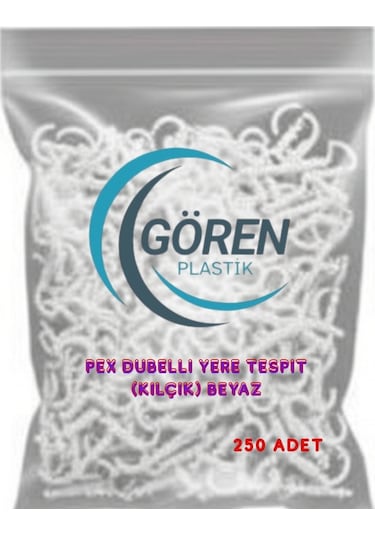 Pex Dubelli Yere Tespit Kılçık Beyaz 250 Li Paket