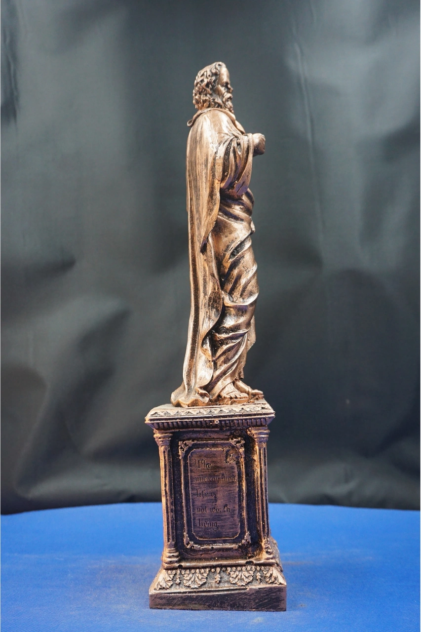 Atinalı Filozof Sokrates Heykel Biblo Bilgelik Ve Felsefenin Simgesi Hediyelik Aksesuar 35 Cm Bronz
