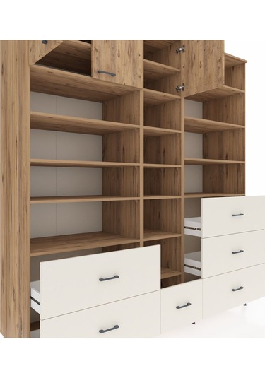 Kronos Dolap 17 Raflı 6 Çekmeceli 3 Kapaklı 220x59x243 Çam-çam/aytaşı Atlas Çam/aytası
