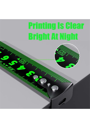 Karanlıkta Yeşil Parlayan Mezura Gece Lambası 5 M 19mm Yüksek Hassasiyetli Ölçme Aracı Ağaç İşleme Cetveli Su Geçirmez Ve Anti Korozyon