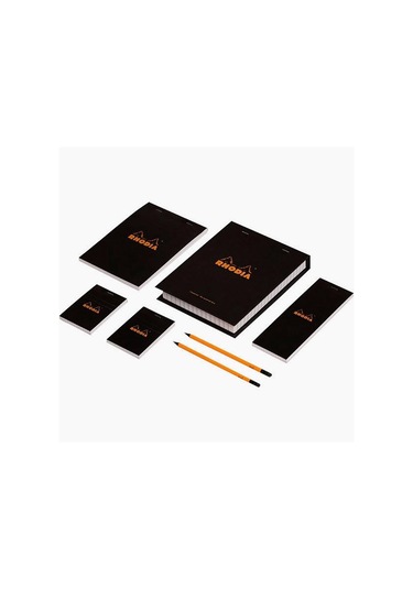 Rhodıa Essential Box Set Çizgili Siyah + Kurşun Kalem Çok Renkli