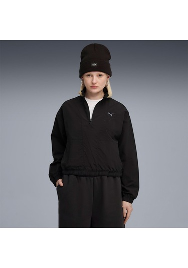 Puma Her Woven Kadın Siyah Klasik Yaka Sweatshirt Siyah