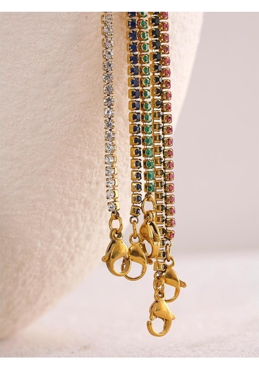 Mavi Eetit Şık Ince Paslanmaz Çelik Zincir Renkli Kübik Zirkonya Bilezik Bileklik 18 K Altın Kaplama Nefis Trendy Takı Kadınlar Yeni Mavi