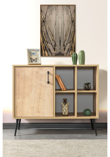 4108 Şile Metal Ayaklı Metal Kulplu 100 Cm Konsol - Tv Ünitesi - Yemek Odası - Kahve Köşesi Safir Safir