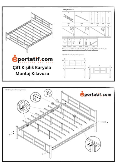 Gardenya Çift Kişilik Metal Karyola A Kalite, Ses Çıkarmaz ,ölçülü Model Karyola Siyah