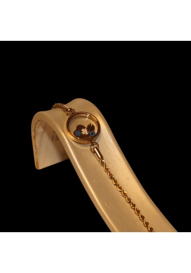 Çiçek Ve Kalpli Yonca Detaylı Çelik Bileklik 17 Cm Zincirli Kararmaz Gold Çiçek Bileklik Gold