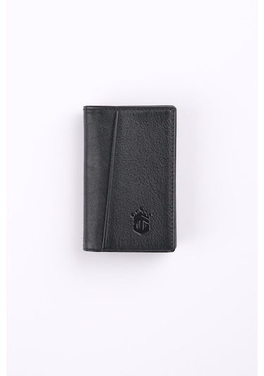 Ancora Leather Hakiki Deri Minimal Kartlık-26206 Siyah
