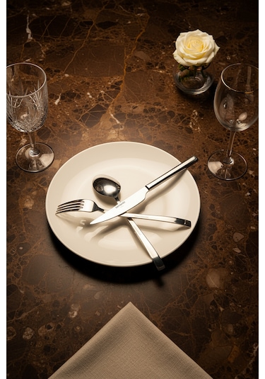 Bernardo Alya 36 Parça 6 Kişilik Çatal Kaşık Bıçak Takımı GÜmüş