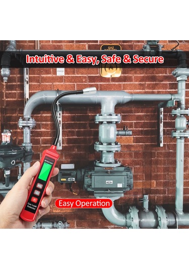 Yaozixa My6310a+ Kırmızı Taşınabilir Yakıcı Gaz Tespit Cihazı, 8 İnç Sondalı, Doğalgaz/propan/metan Sızıntı Kontrolü, Pil İçermez