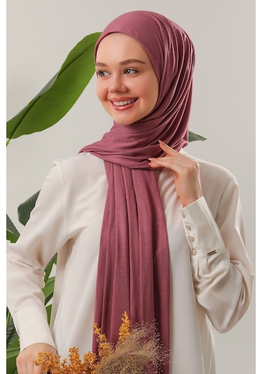 Melodi Scarf Tesettür Penye Şal Gül Kurusu Gül Kurusu