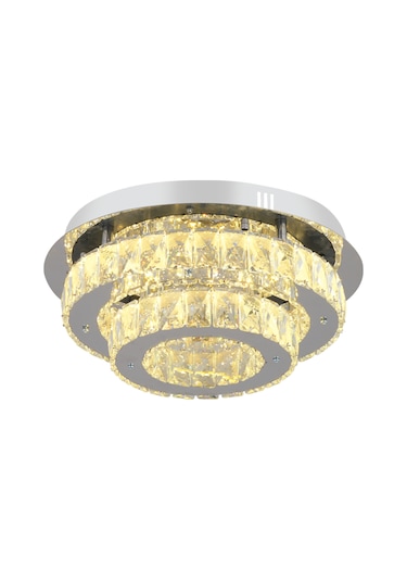 Ardenia 2 Katlı Krom Kristalli Ledli Modern Salon Led Avize
