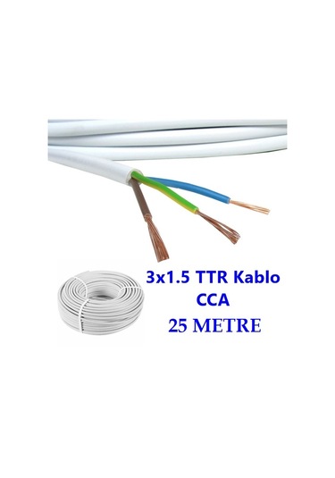 3x1.5 Cca Ttr Kablo Çok Telli 25 Metre Tam Kesit Kablo