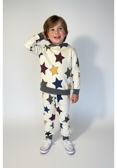 Yıldız Baskılı Kapşonlu 2 Li Takım Haki