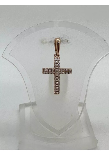 Gold Plaza Jewelry Taşlı Haç Kolye Ucu, 925 Ayar Gümüş, Zincirle Birlikte 179017215 Altın Rengi