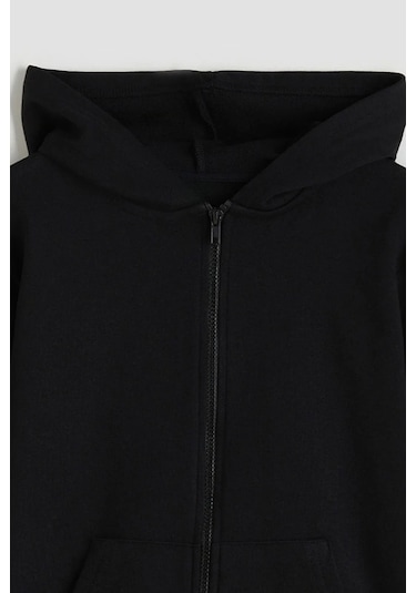 Giyicem G2025-3 Basic Fermuarlı Kapüşonlu Unisex Okul Sweatshirt - Siyah