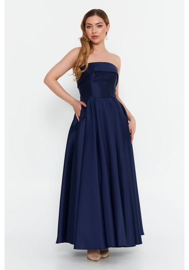 Doridorca Kadın Straplez Uzun Abiye Elbise 6068 Lacivert Lacivert