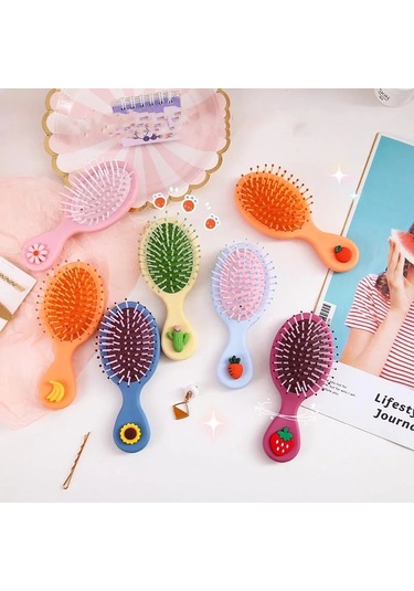 Adet Fırça Anti-statik Kaymaz Saplı Saç Tarak Kafa Baş Masaj Aleti Sevimli Mini Boyutlu Tarak Taşınabilir Kawaii Karikatür Tarak Saç Fırçası